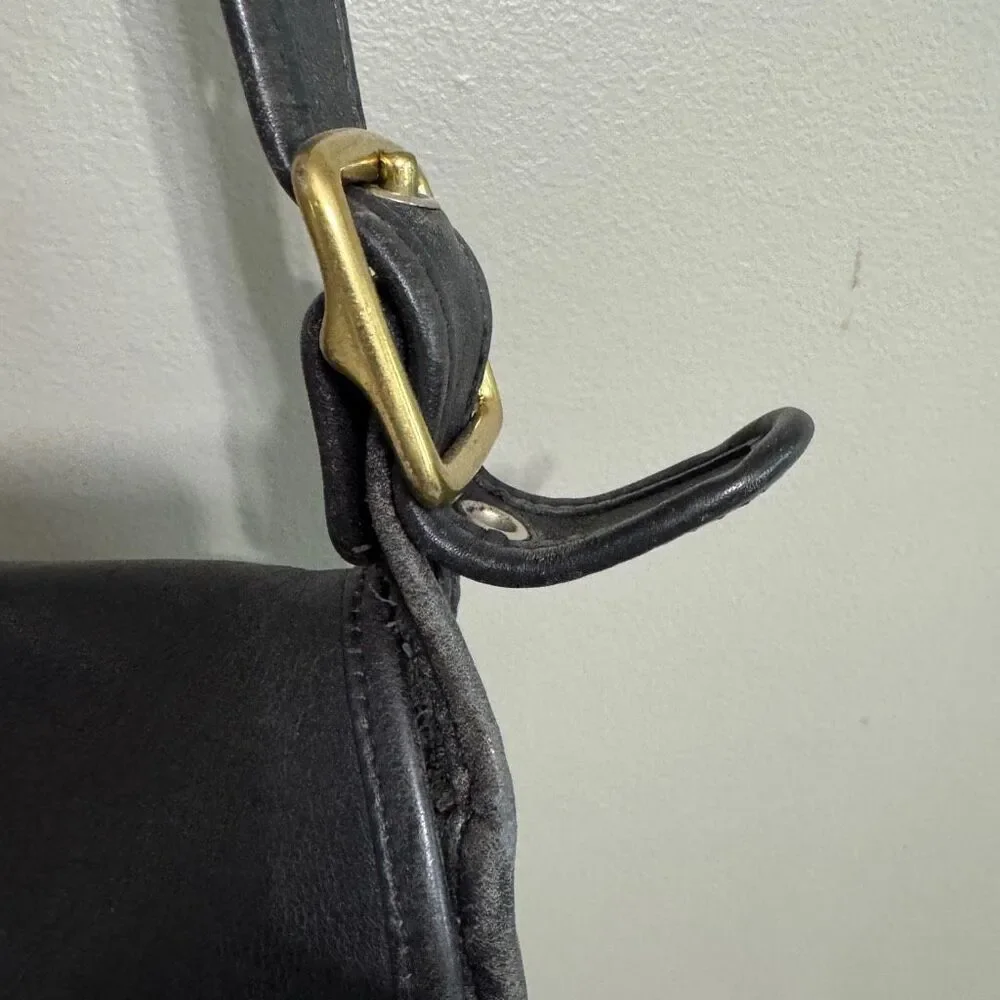 Coach 9525 Vintage Old Stewardess Black Leather Shoulder Bag - Picture 6 of 11